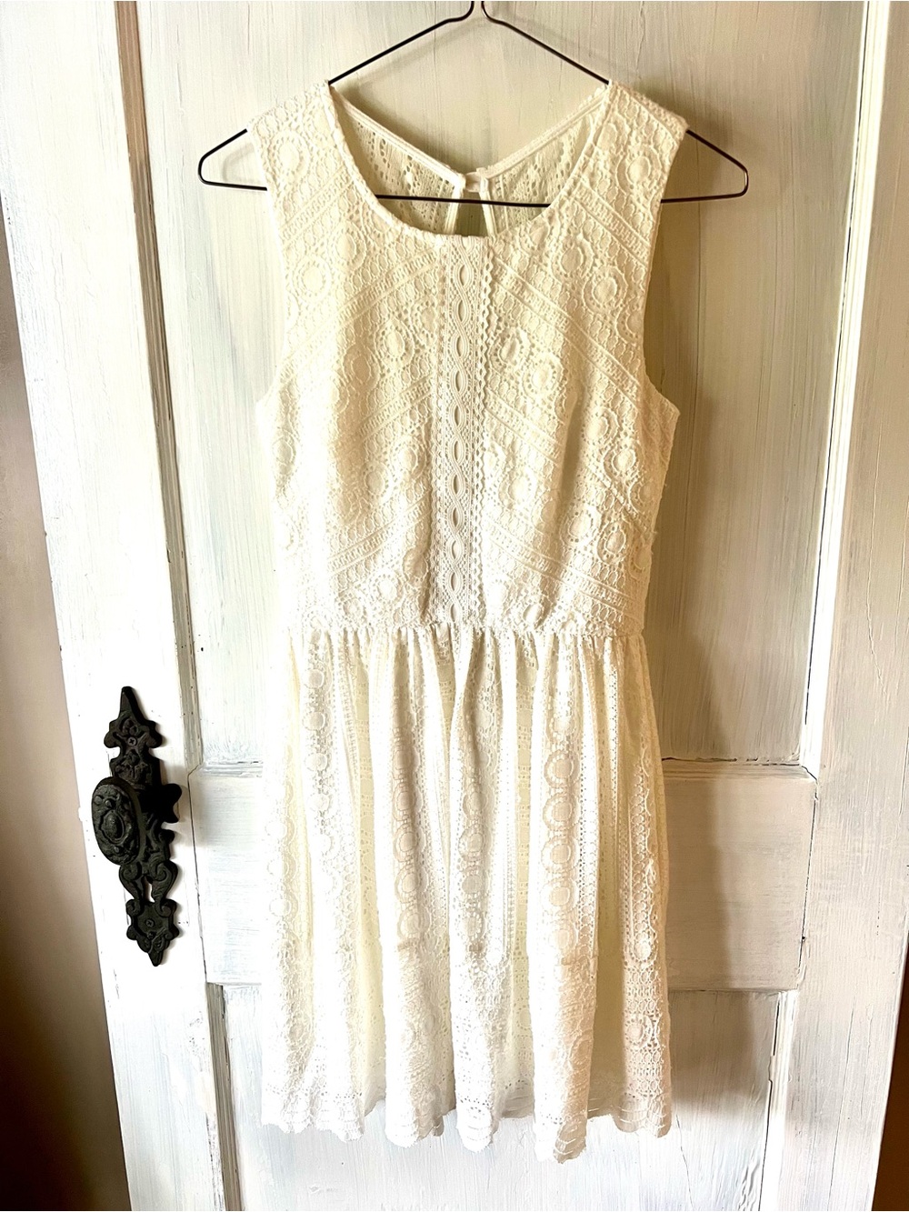 Altar'd State Ivory Lace Dress with Scoop Neck